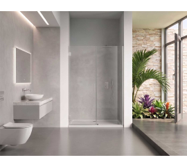 EVerest Frameless Hinged Frameless Shower Door, for Opening W 58" - 59" x H 78",3/8"-thick Clear Glass, W 28'' Door, Chrome Hardware