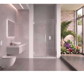 EVerest Frameless Hinged Frameless Shower Door, for Opening W 51" - 52" x H 78",3/8"-thick Clear Glass, W 28'' Door, Chrome Hardware
