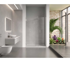 EVerest Frameless Hinged Frameless Shower Door, for Opening W 58" - 59" x H 78",3/8"-thick Clear Glass, W 28'' Door, Chrome Hardware