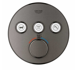 Grohe 29138A00 Grohtherm Triple Function Thermostatic Valve Trim Only with Triple Knob Handles and Volume Control - Less Rough In