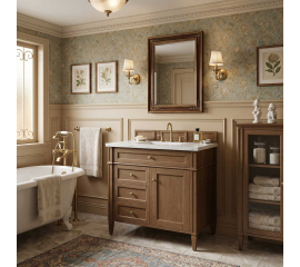 James Martin Brittany 36" Single Vanity, Pecan with 3 CM Ethereal Noctis Silestone Top