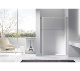 Signature Sliding Shower Door, 66" x H76", Chrome, 3/8"-thick Clear Glass