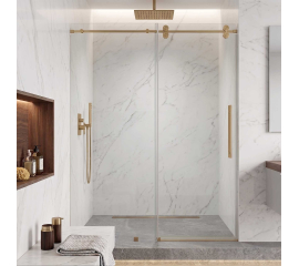 Segovia Frameless Single Sliding Shower Door W60" x H78",Ultra Clear 3/8" Glass, Brushed Gold Hardware