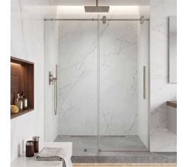 Segovia Frameless Single Sliding Shower Door W60" x H78",Ultra Clear 3/8" Glass, Brushed Nickel Hardware