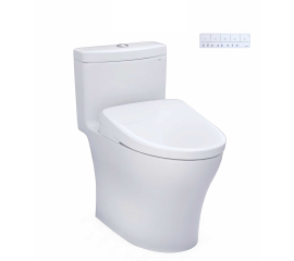 TOTO Aquia IV 0.9 / 1.28 GPF Dual Flush Two Piece Elongated Chair Height Toilet with Washlet+ S7A Auto Open / Flush Bidet Seat and Push Button Flush