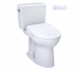 TOTO Drake 1.28 GPF Two Piece Elongated Toilet with Washlet+ S7 Heated Bidet Seat, Tornado Flush, CEFIONTECT Glaze, EWATER+, PREMIST, and Night Light
