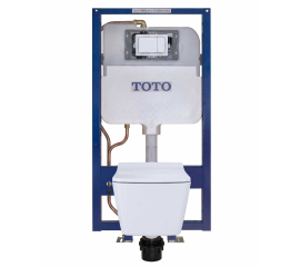 TOTO SP 1.28 / 0.9 GPF Dual Flush Wall Mounted One-Piece Elongated Chair Height Toilet Set - Includes Concealed Tank, Actuator Plate and Seat