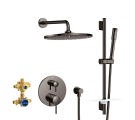 Grohe Timeless 29430A00 2-Handle Pressure Balance Rainshower Bundle With Handshoer And Headshower Hard Graphite