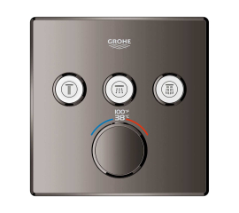 Grohe Grohtherm Three Function Thermostatic Valve Trim Only with Four Knob / Push Button Handles, Integrated Diverter, and Volume Control - Less Rough In