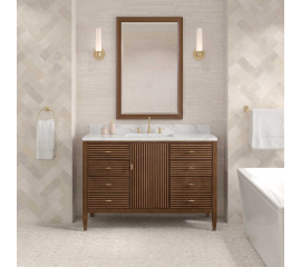 James Martin Vanities Myrrin 48" Single Basin Wood Vanity Set with 3cm Ethereal Noctis Silestone Quartz Vanity Top, Rectangular Sink and Outlet - 8" Faucet CentersJames Martin Vanities Myrrin 48" Single Basin Wood Vanity Set with 3cm Ethereal Noctis Silestone Quartz Vanity Top, Rectangular Sink and Outlet - 8" Faucet Centers