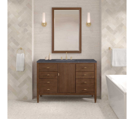 James Martin Vanities Myrrin 48 In. Single Basin Wood Vanity Set with 3cm Charcoal Soapstone Silestone Quartz Vanity Top and Rectangular Sink - 8" Faucet Centers