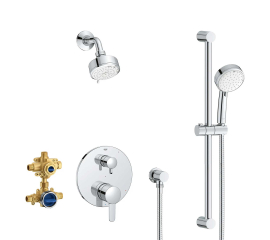 Grohe Cosmopolitan Pressure Balanced Shower System with Shower Head, Hand Shower, Slide Bar, Shower Arm, Hose, and Valve Trim 29429000