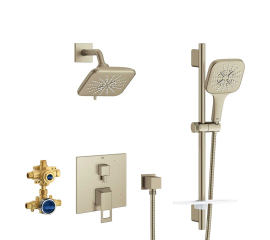 Grohe Eurocube Pressure Balanced Shower System with Shower Head, Hand Shower, Slide Bar, Shower Arm, and Valve Trim 29433EN0