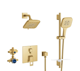 Grohe Eurocube Pressure Balanced Shower System with Shower Head, Hand Shower, Slide Bar, Shower Arm, and Valve Trim  29433GN0