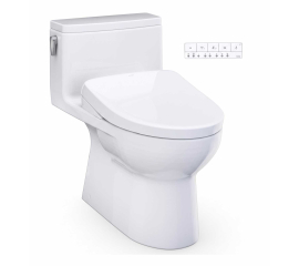 TOTO Redington 1.28 GPF One Piece Elongated Toilet with Left Hand Lever - Bidet Seat Included MW6724726CEFG#01