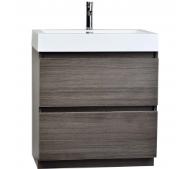 29.5" Contemporary Bathroom Vanity Grey Oak Optional Mirror TN-LY750-GO