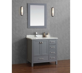 Vincent 36" Solid Wood Single Bathroom Vanity in Charcoal Grey HM-13001-36-WMSQ-CG