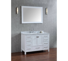 Vincent 48" Solid Wood Single Bathroom Vanity in White HM-13001-48-WMSQ-WT