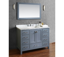 Vincent 48" Solid Wood Single Bathroom Vanity in Charcoal Grey HM-13001-48-WMSQ-CG