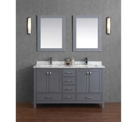 Vincent 30" Solid Wood Double Bathroom Vanity in Charcoal Grey HM-13001-30-WMSQ-CG