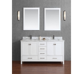 Vincent 60" Solid Wood Double Bathroom Vanity in White HM-13001-60-WMSQ-WT
