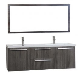 59"Wall Mounted Modern Double Vanity in Grey Oak TN-NT1500D-GO