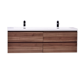 Angela 63" Wall-Mount Bathroom Double Vanity in Walnut TN-AG1600-WN