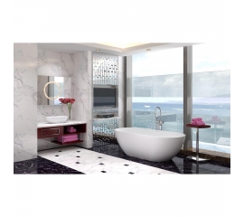 67" x 27.6" Solid Surface Freestanding Soaking Bathtub