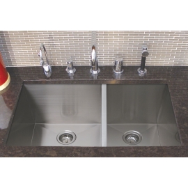33" Stainless Steel 70/30 Double Well Undermount Sink SN-HBO3320A