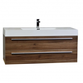 47" Wall-Mount Contemporary Bathroom Vanity Walnut Optional Mirror TN-T1200-1-WN