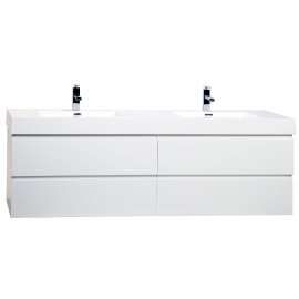Angela 71" Wall Mounted Double Bathroom Vanity Glossy White TN-AG1810-HGW