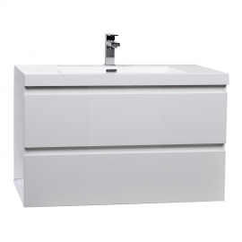 Buy Angela 35.4" Wall-Mount Bathroom Vanity in High Gloss White TN-AG900-1-HGW  - Conceptbaths.com Free Shipping