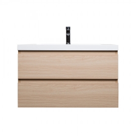 Angela 35.4" Wall-Mount Bathroom Vanity , White Oak TN-AG900-1-WO