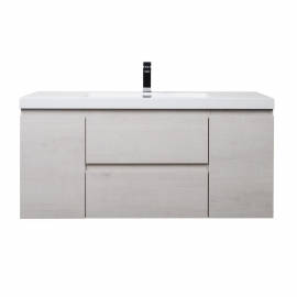 47" Angela Wall Mounted Modern Single Vanity, Birch White TN-AG1200-BW