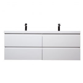 Angela 48" Contemporary Double Wall Mounted Bathroom Vanity, Gloss WhiteAngela 48" Contemporary Double Wall Mounted Bathroom Vanity, Gloss White