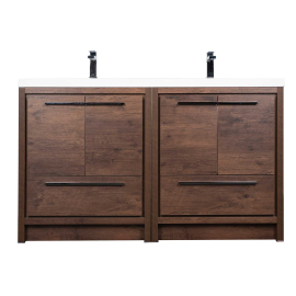 Enna 60" Free Standing Bath Vanity with Double Sink,Rosewood