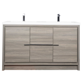 CBI Enna 59 Inch Double Bathroom Vanity, Maple Grey