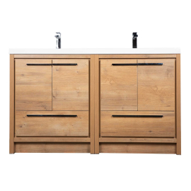Enna 48" Free Standing Bath Vanity with Double Sink, Natural Oak