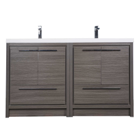 Enna 60" Free Standing Bath Vanity with Double Sink, Char Oak