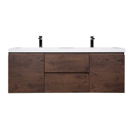 Angela 60" all Mounted Modern Double Sink Vanity  Rosewood