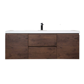 Angela 60" Wall Mounted Modern Single Vanity,  Rosewood