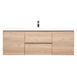 Angela 60" Wall Mounted Modern Single Vanity,  Rd Oak
