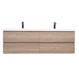 Angela 63" Wall-Mount Bathroom Double Vanity, Red  Oak TN-AG1600-RO