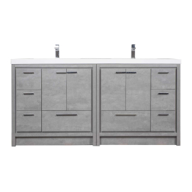 Enna 72" Free Standing Bath Vanity with Double Sink, Cement Grey