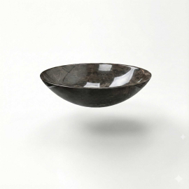 16 Inch Hand-Carved Dark Emperador Marble Vessel Sink