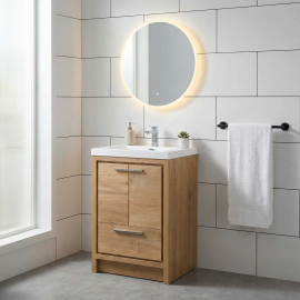 CBI Enna 23.5-inch Modern Bathroom Vanity in Rough Natural Oak  TN-LA600-NRO