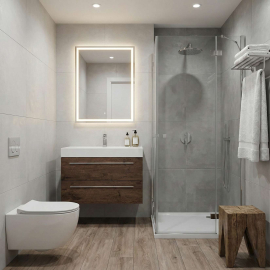 32 Inch Wall-Mount Contemporary Bathroom Vanity, Rose wood,  TN-M800-RW