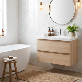 Angela 30" Wall-Mount Bathroom Vanity ,White Oak TN-AG750-WO