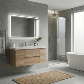 Modern Wall Hung Bathroom Vanity 48 inch ligth wood Wood Finish