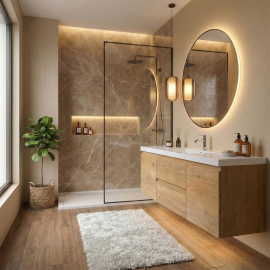 Angela 60 Inch  Wall Mounted Modern Single Vanity,  Natural Oak